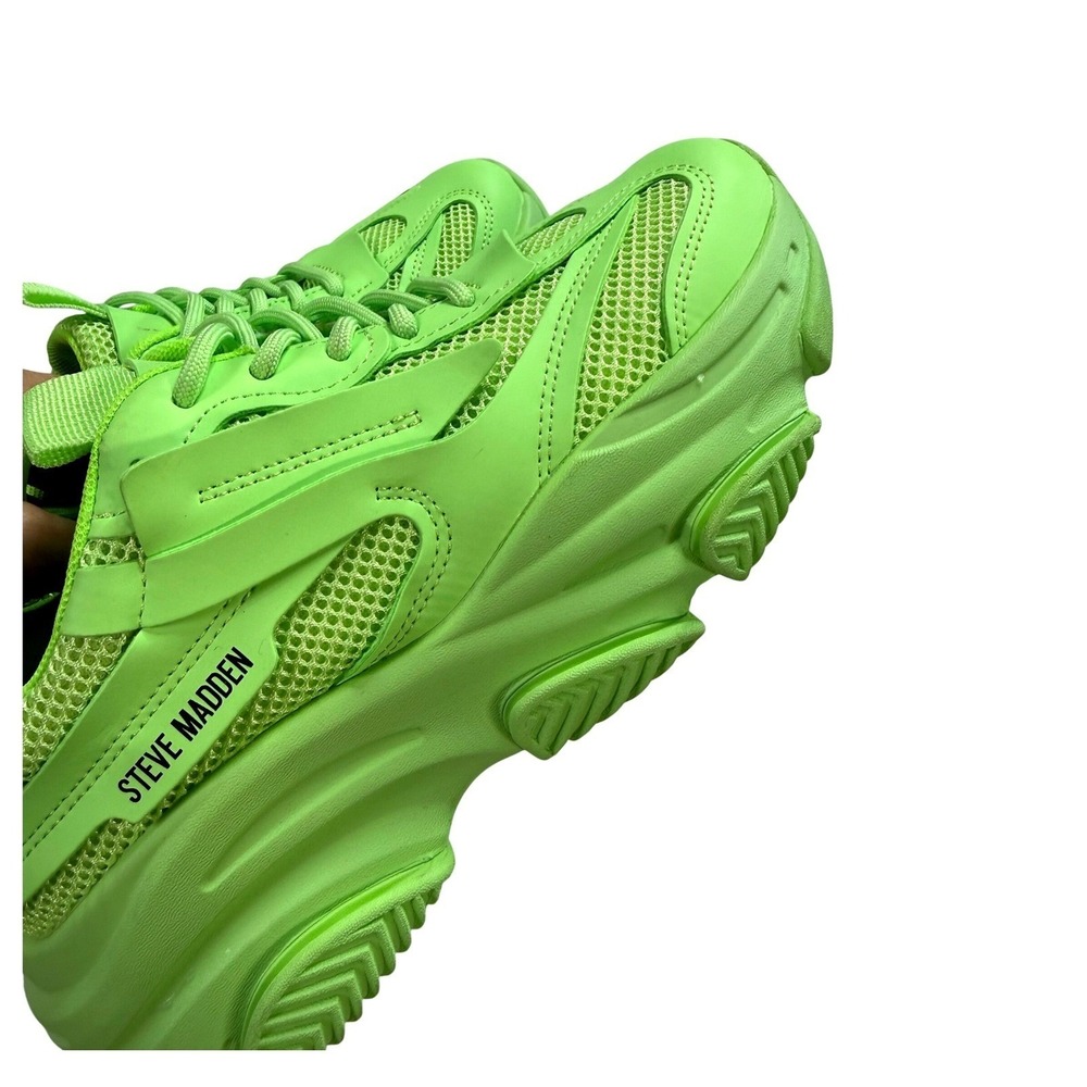 Steve Madden Possession Sneakers Womens 8.5 Neon Green Excellent Chunky Dad Shoe - Picture 3 of 9
